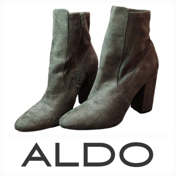 ALDO Army / Olive Green Ankle Length Block Heel Sock Boots / Booties 8.5 - Picture 1 of 9